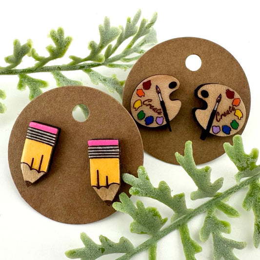 Pencil or Artist Palette Stud Earrings