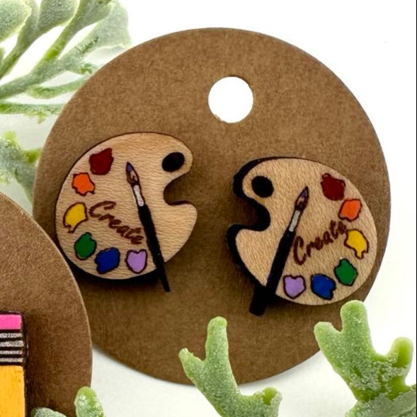 Pencil or Artist Palette Stud Earrings