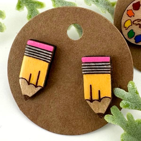 Pencil or Artist Palette Stud Earrings