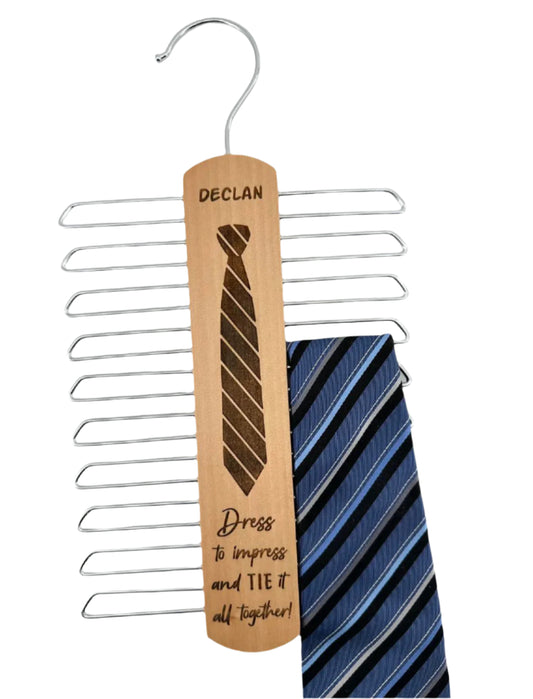 20 Bar Wooden Tie Hanger & Belt Rack