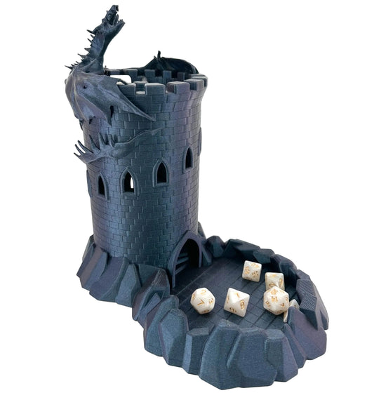 Dice Tower: Large 3D-Printed Castle with Dragon